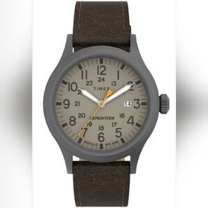 Timex Expedition Scout 40mm Khaki Case with *RARE GRAY* Leather Strap, TW4B23100